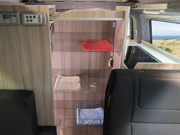 Transparent shelving for VW Campervan
