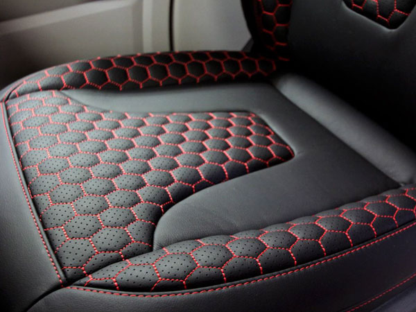 Italian leather seats with red stitching for VW Campervan Conversion