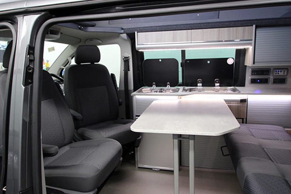 Rear view of T6 from the right showing side sliding door